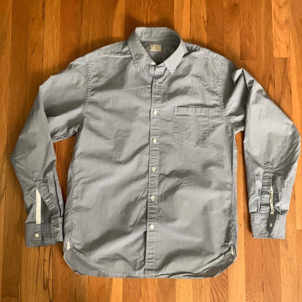 JCrew Navy & White Micro-check Button Down Oxford Shirt